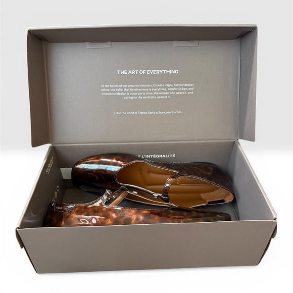 Franco Sarto Women's Marylee Mary Jane Flat Tortoise Patent Leather Size 7.5 NIB - Picture 10 of 10